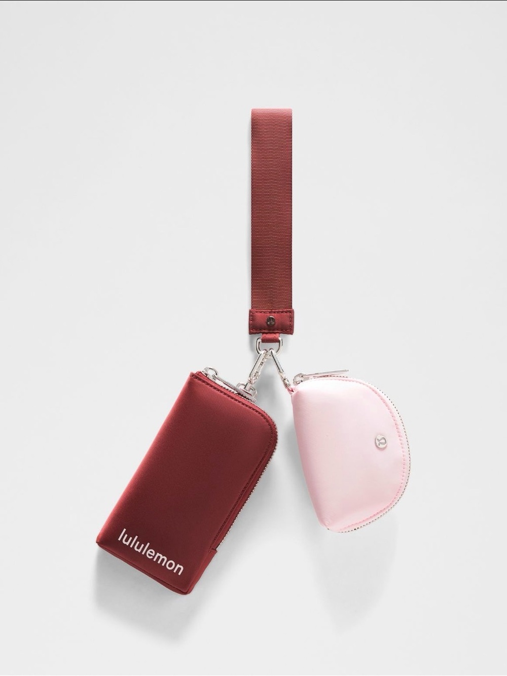 Lululemon athletica Dual Pouch Wristlet — Burgundy and Light Pink
